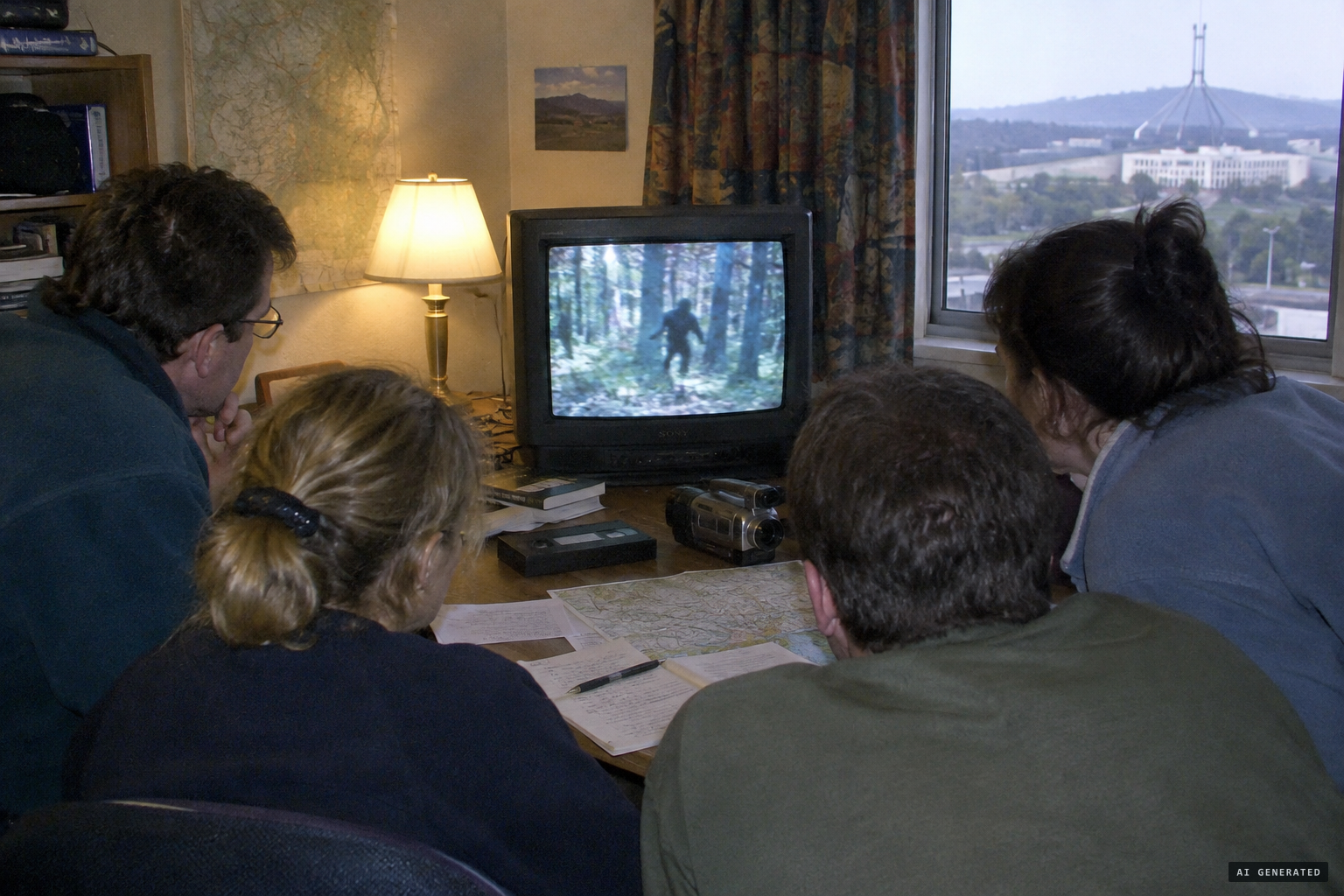 Yowie researchers review Piper's tape as the story goes out on the wire
