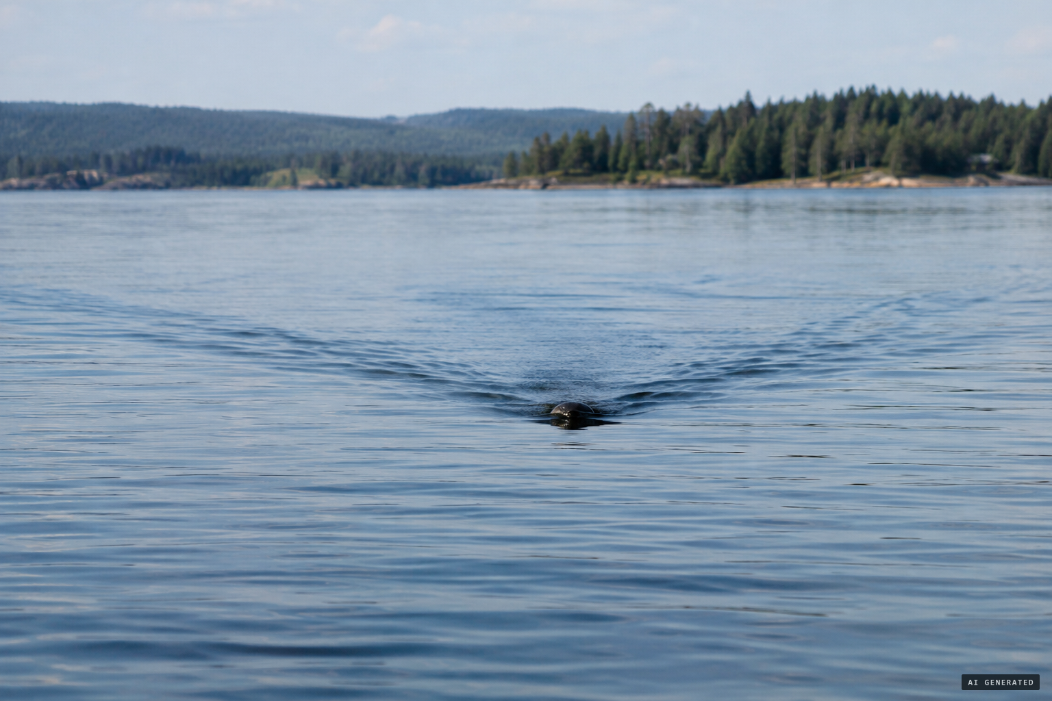 No body above the water, only the moving water behind the head, judged a sort of sjöorm