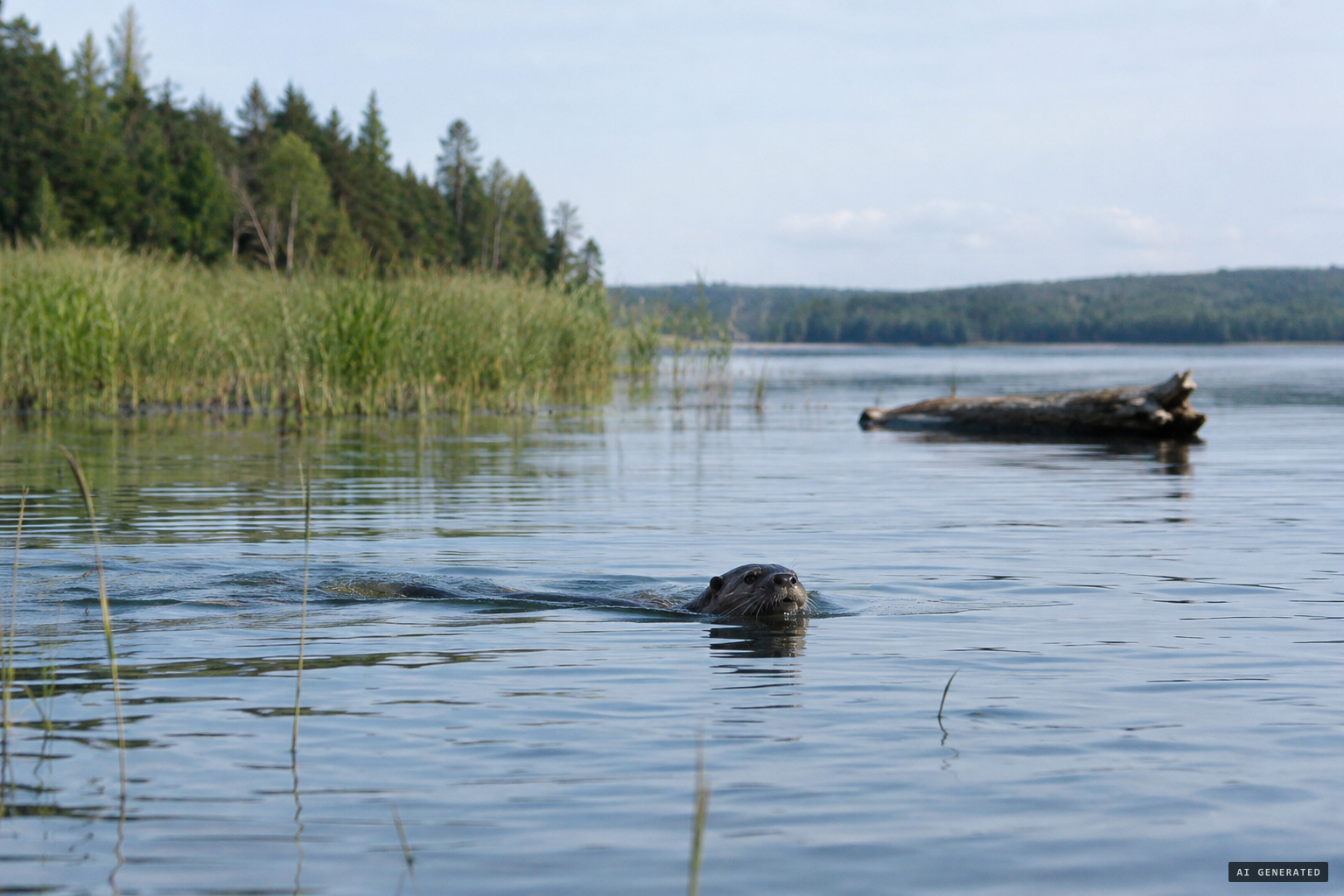 Ordinary candidates: an otter's head and wake, or a log seen at a distance