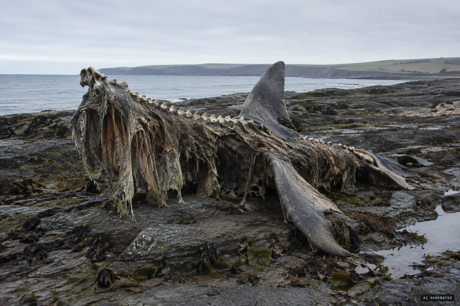 A rotting basking shark becomes a pseudo-plesiosaur
