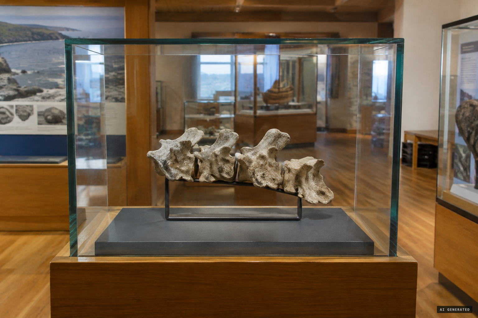 Surviving remains of the Stronsay Beast on display