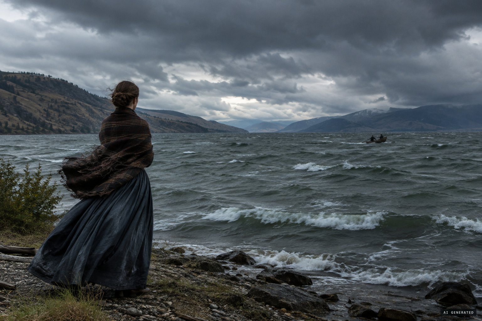 Susan Allison waits for her husband during a furious storm