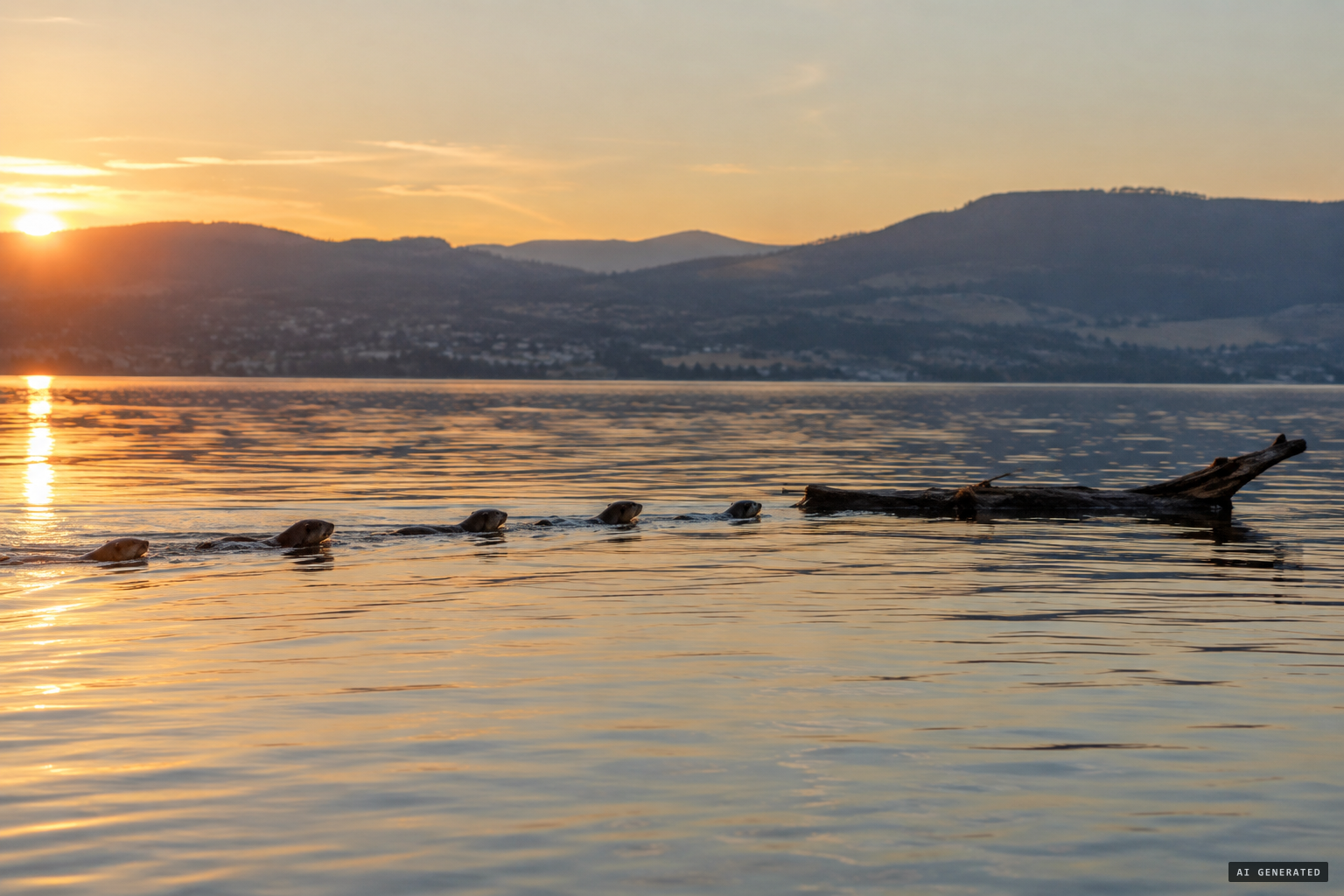 Otters in a line and floating logs, offered as explanations