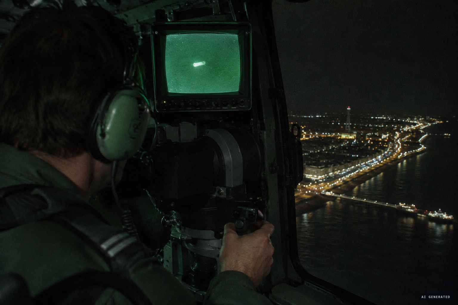 Filming the object on the night-vision police camera