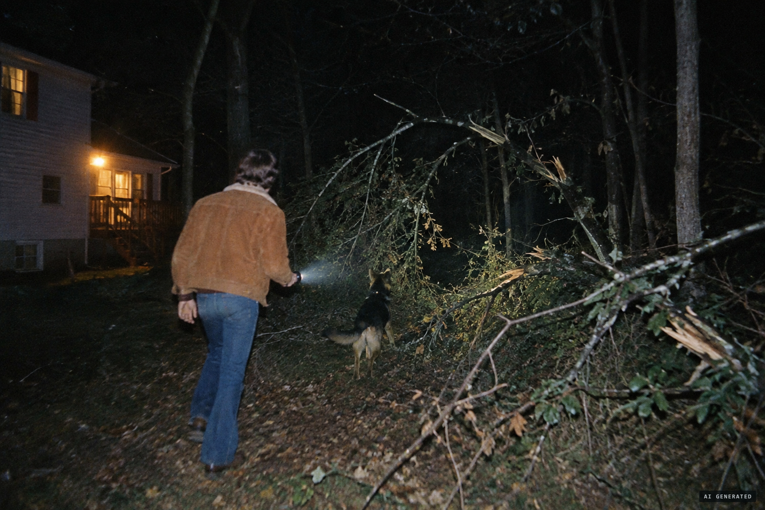 Anthony Dorsey goes into the woods after hearing his dog fighting something