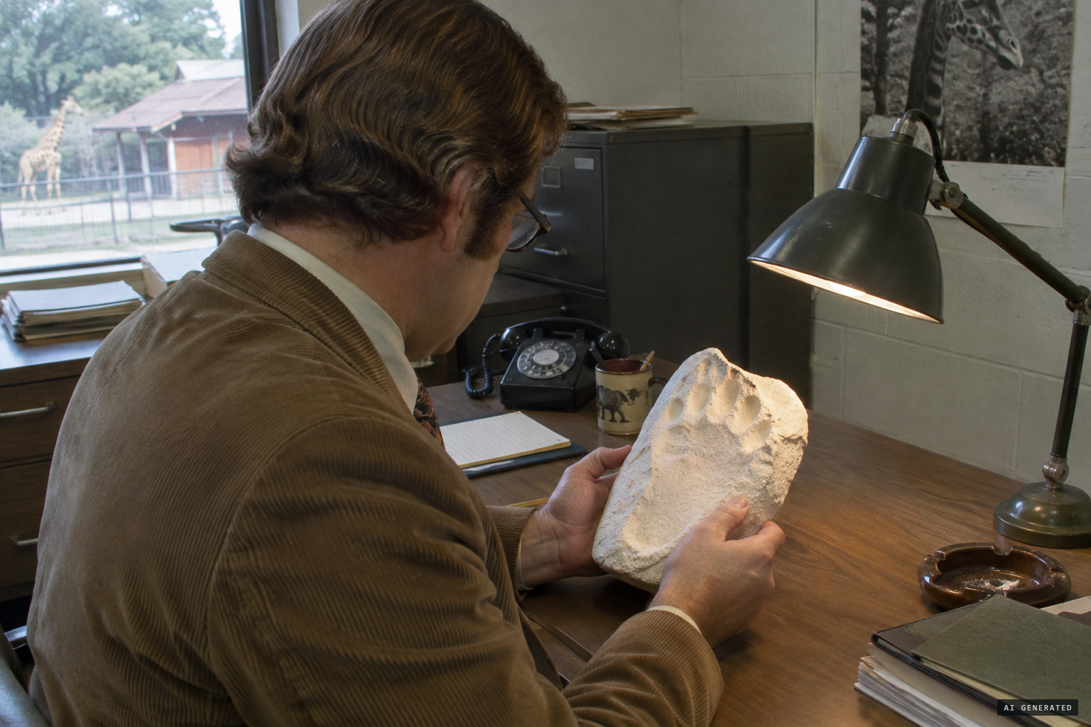 Dr. Ted Roth of the Baltimore Zoo examines the print