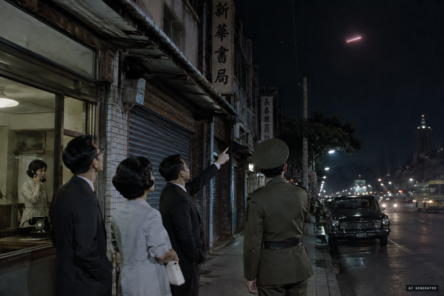 Citizens across the city see the pale red, cigar-shaped object and phone the observatory