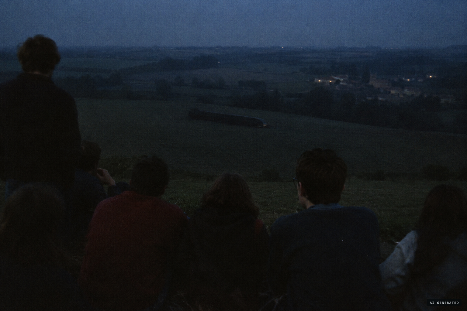 A dark mass, bigger than a coach, sits on the facing hillside