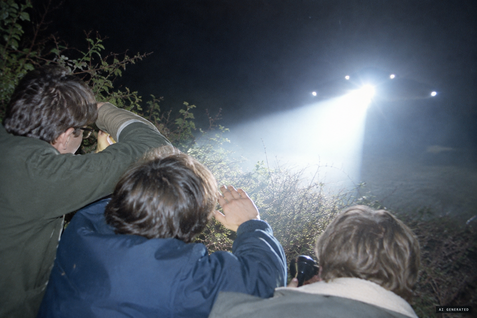 The object answers Tantot's lamp, turning its bright beam on the group