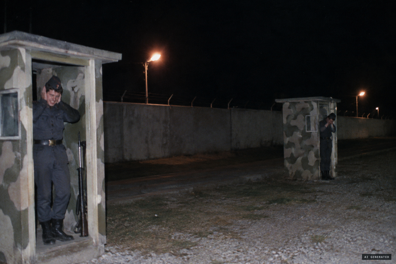 The sentries hear a piercing, painful whistle
