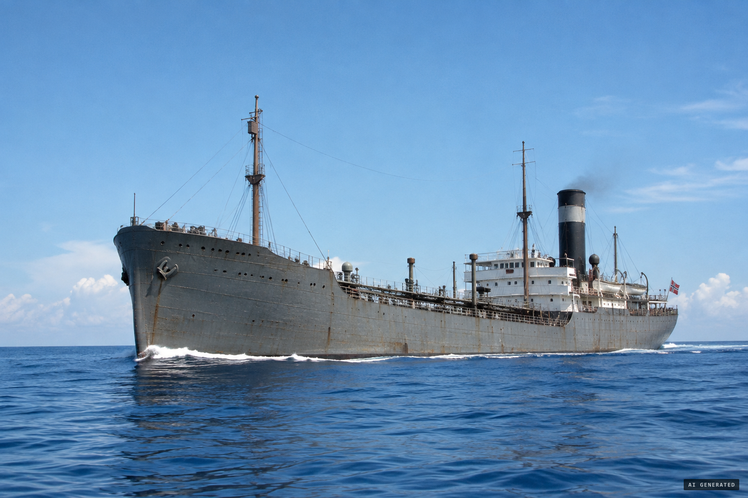 The tanker Brunswick crossing the Pacific between Hawaii and Samoa