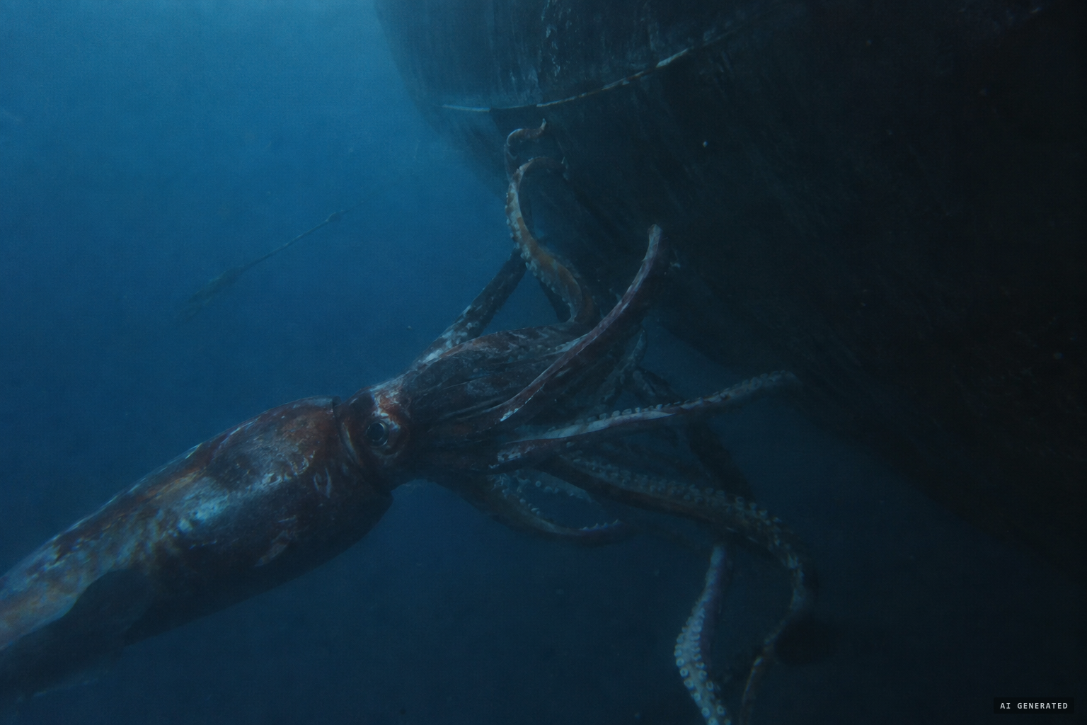 The squid may have mistaken the grey hull for a whale