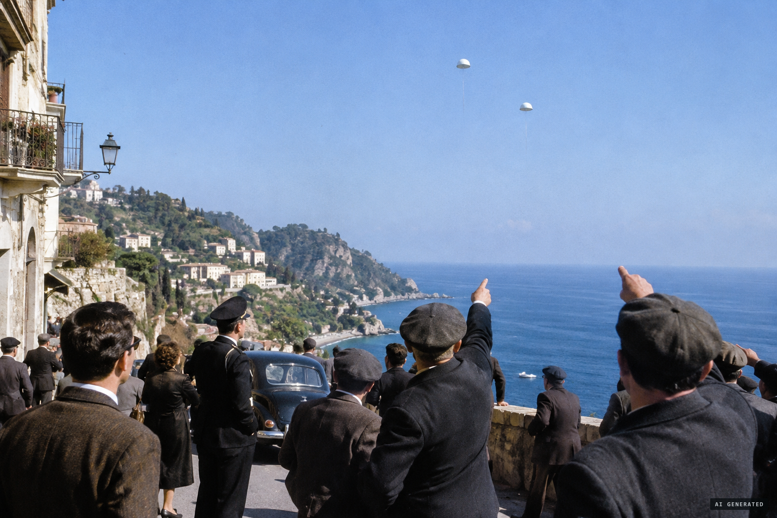 Two discs come down, watched from every town along the coast