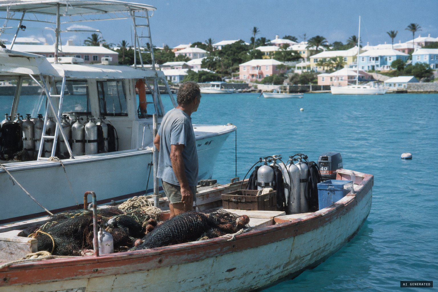 Teddy Tucker, fisherman, diver and wreck explorer, on the waters he knew best