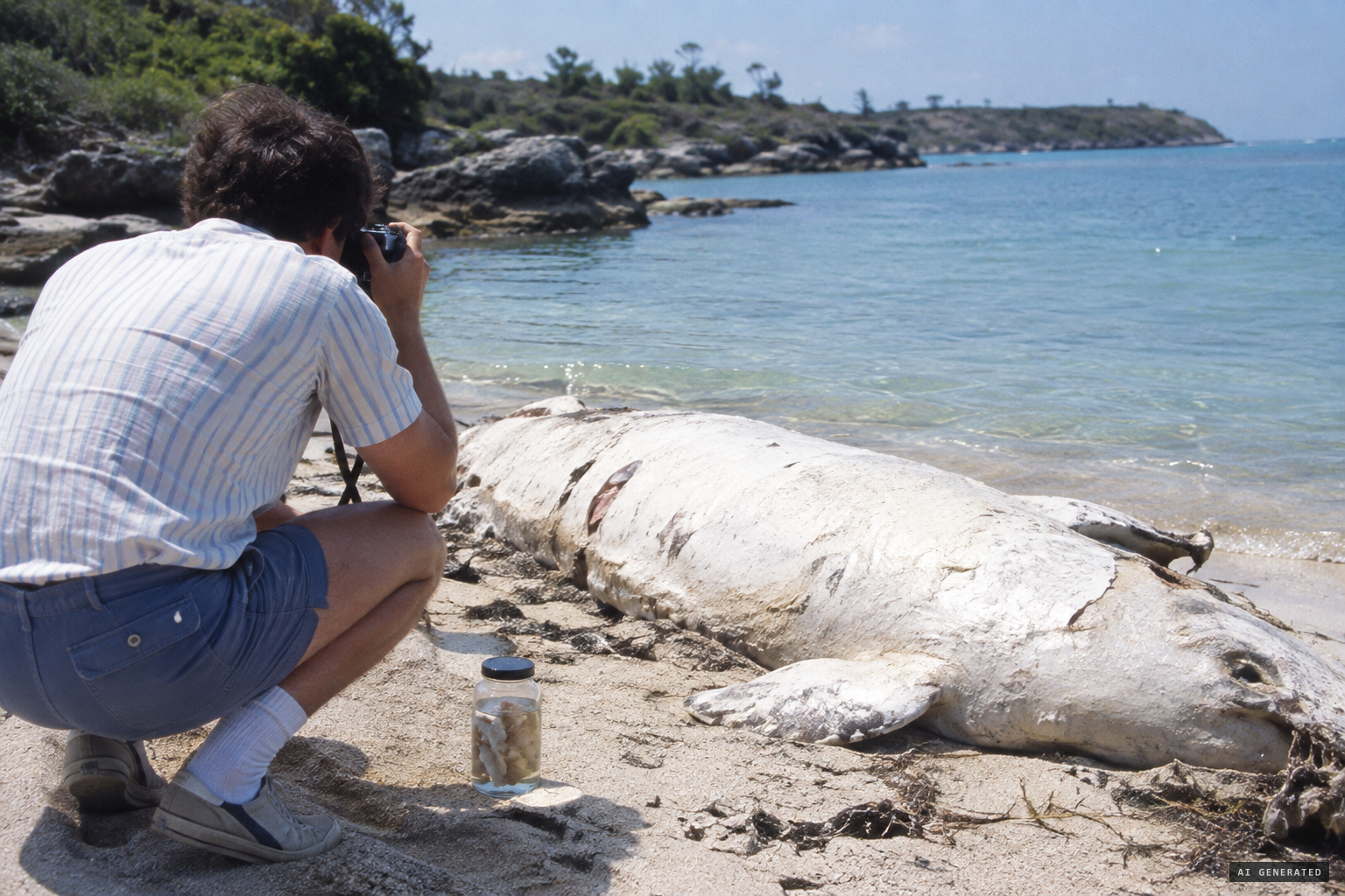 Tucker photographs the blob and fixes tissue samples in formalin