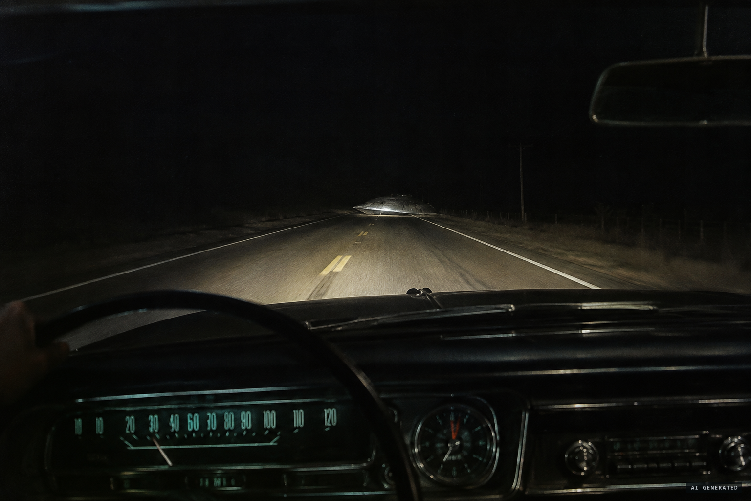 Driving west before dawn, Laxson sees something parked on the road ahead