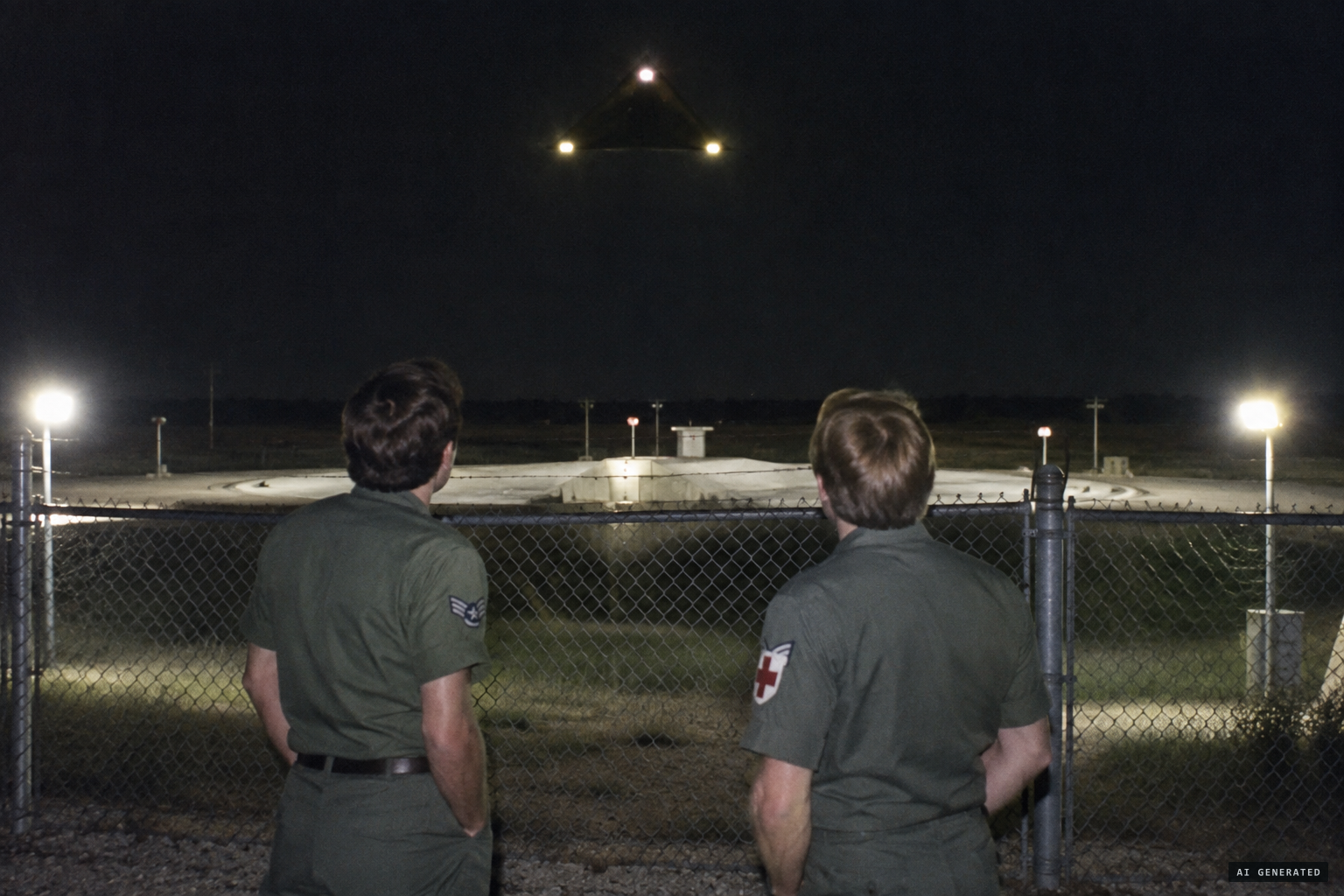Lovelace and Toby watch a triangular craft hover over missile silo Kilo-5