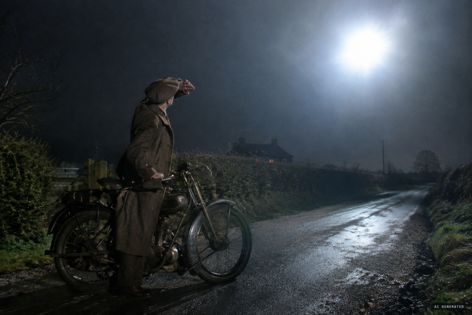At Wroxham, a motorcyclist with a dead headlight is dazzled by a flashlight from above