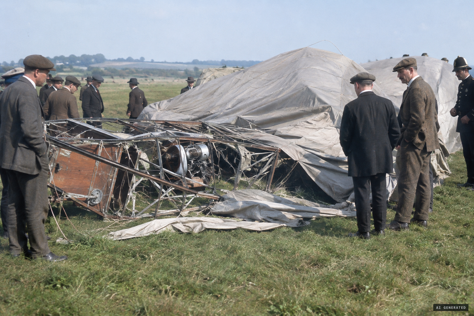 25 May: a wrecked airship found near Dunstable, six days after Chatten's ride