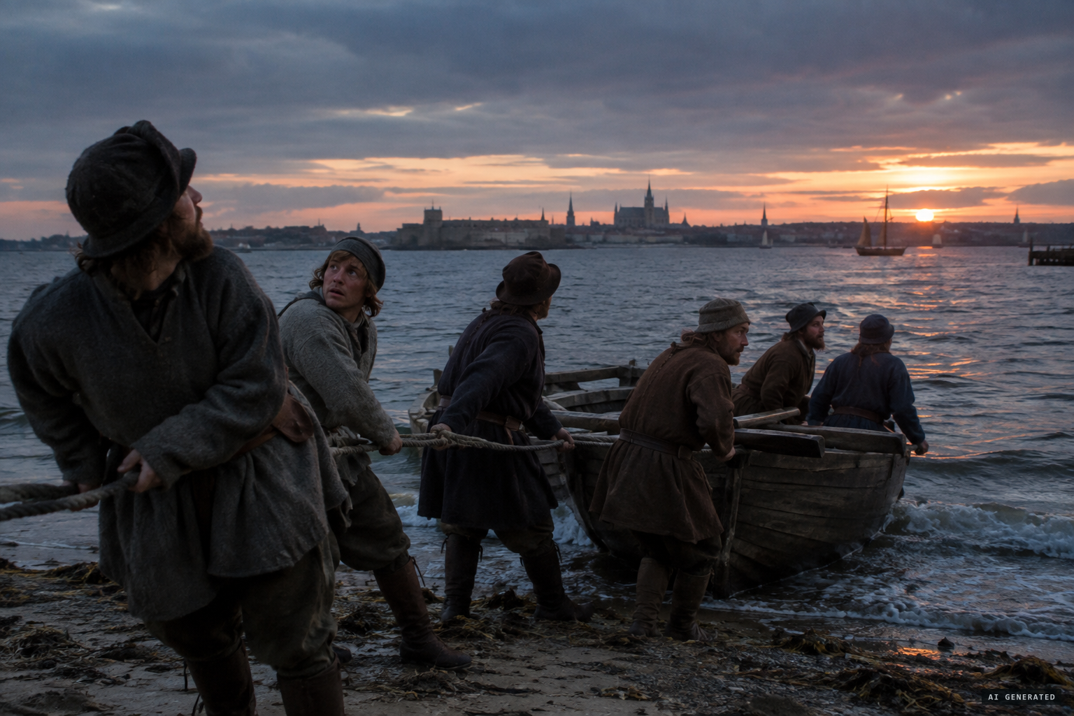 The fishermen flee