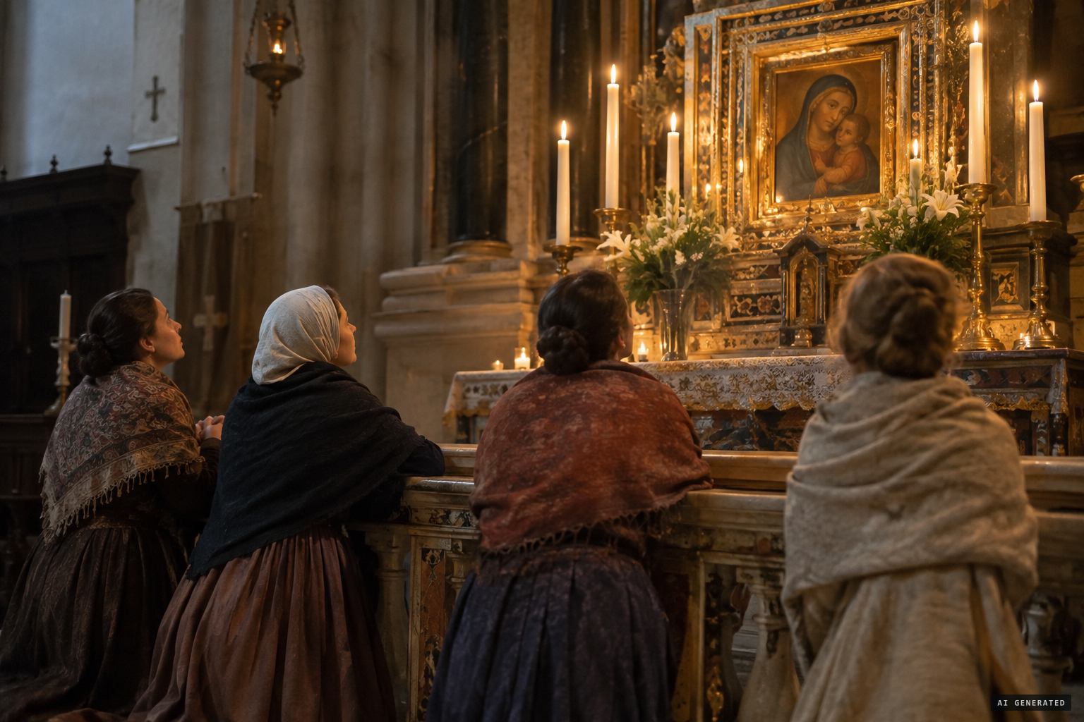 Women at the altar see the eyes move and the Madonna smile
