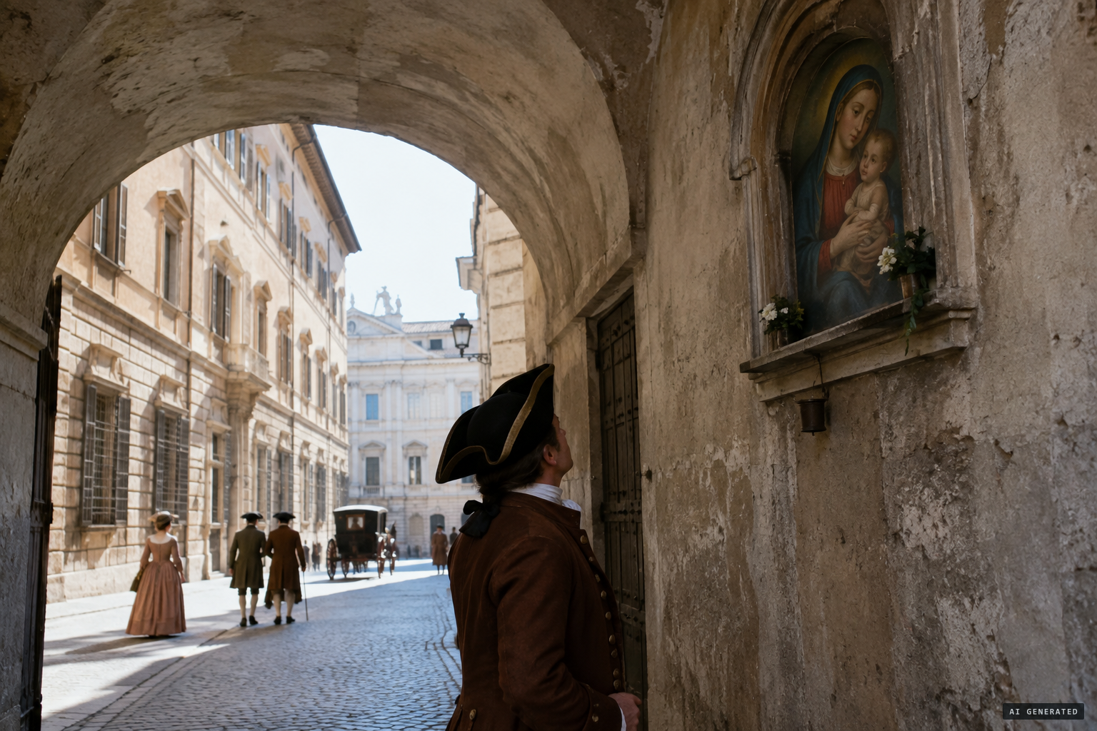 A passer-by sees the Madonna dell'Archetto move its eyes