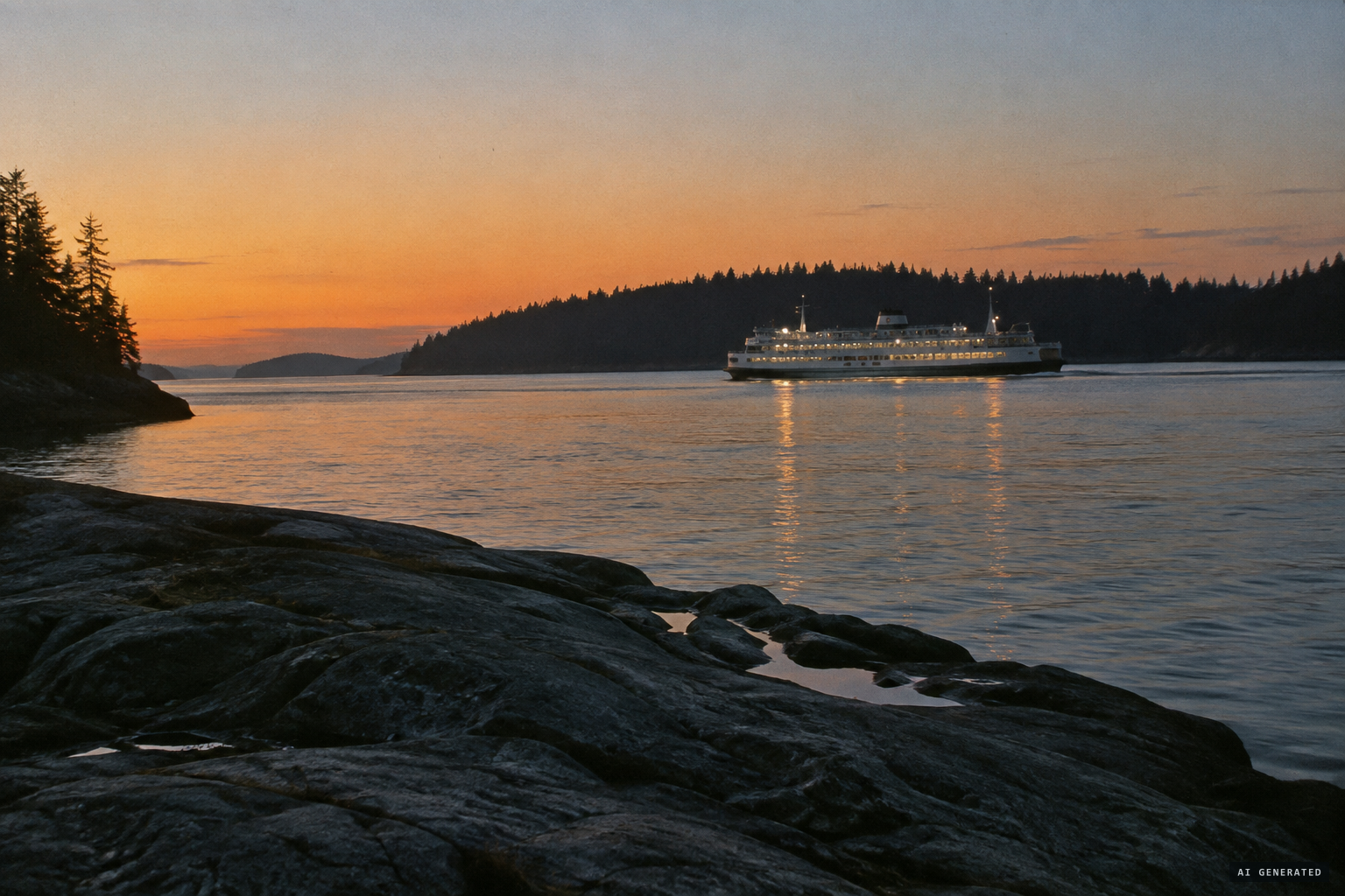 The rock in Active Pass, home of the 'dimpled mermaid' of local folklore