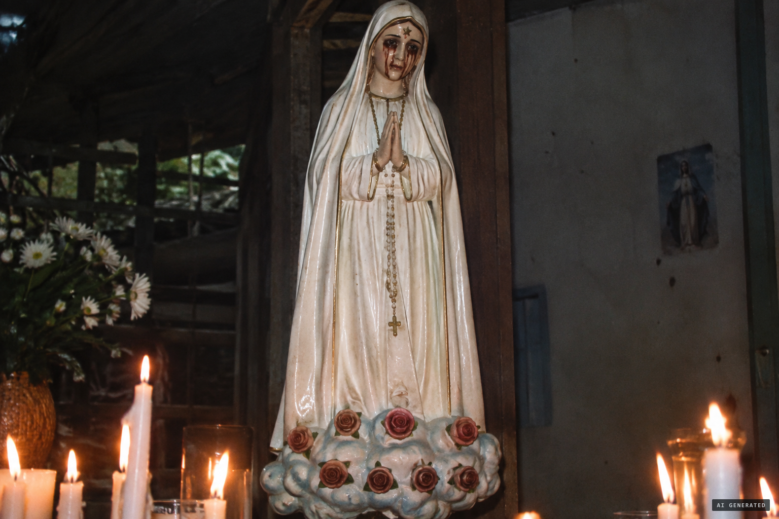 The statue of Mary said to weep tears of blood