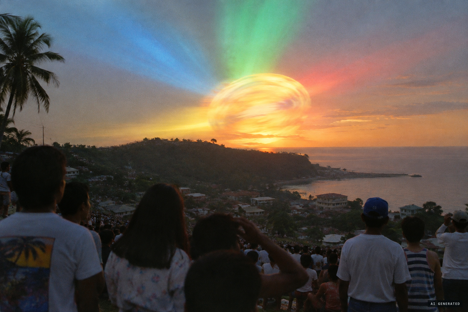 The sun seen 'throbbing up and down as it was spinning'