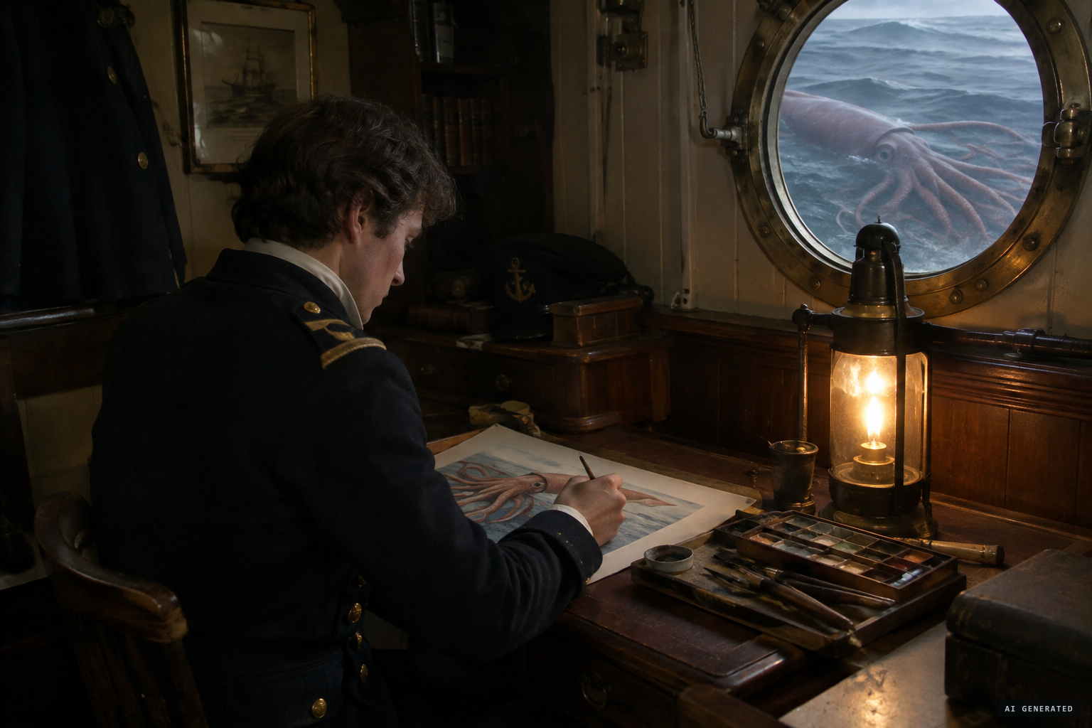 Ensign Rodolphe's sketch and watercolour of the encounter