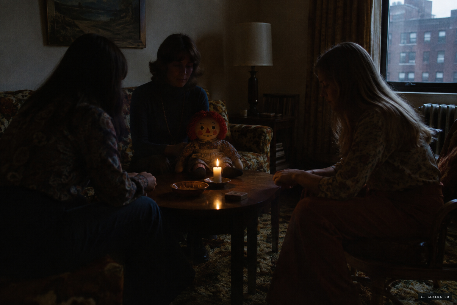 A medium holds a séance over the doll