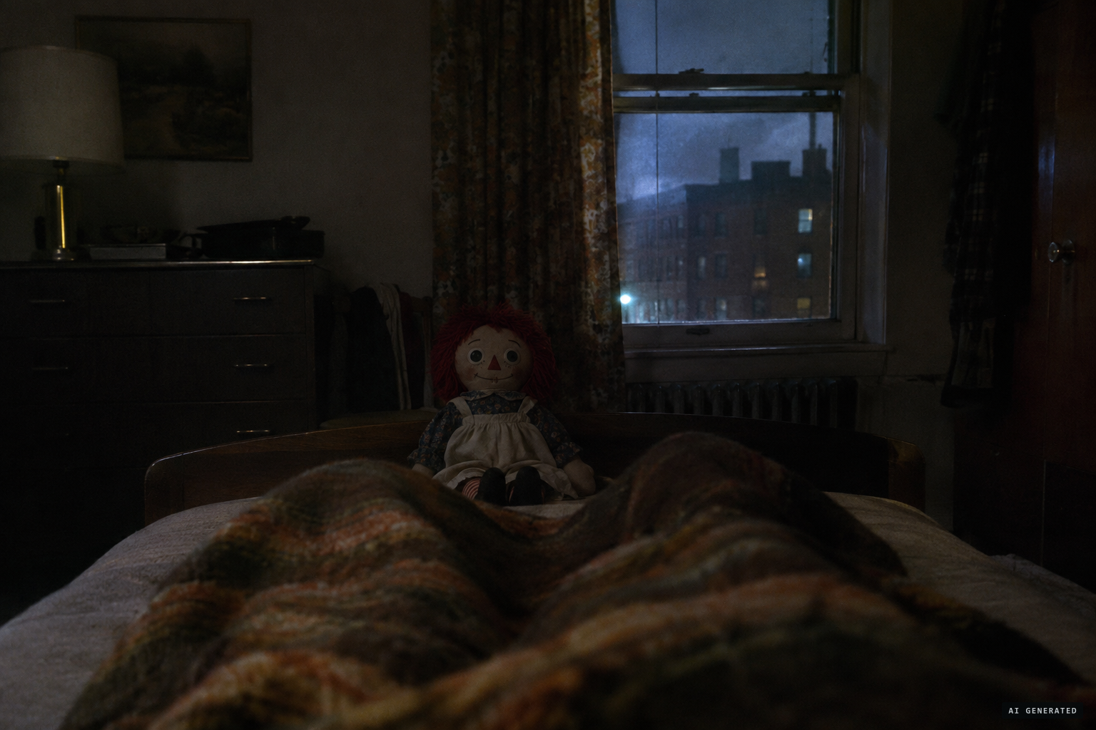 Lou wakes paralysed and sees the doll at his feet