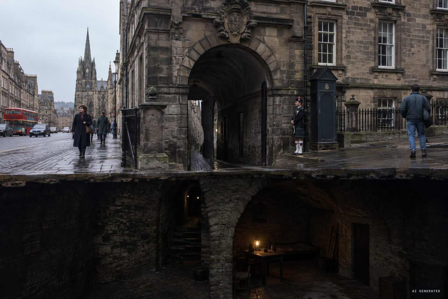 Mary King's Close, buried beneath the Edinburgh City Chambers off the Royal Mile