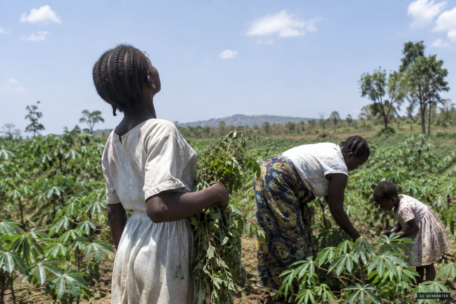 Gathering herbs in the cassava fields, Christiana sees signs of light