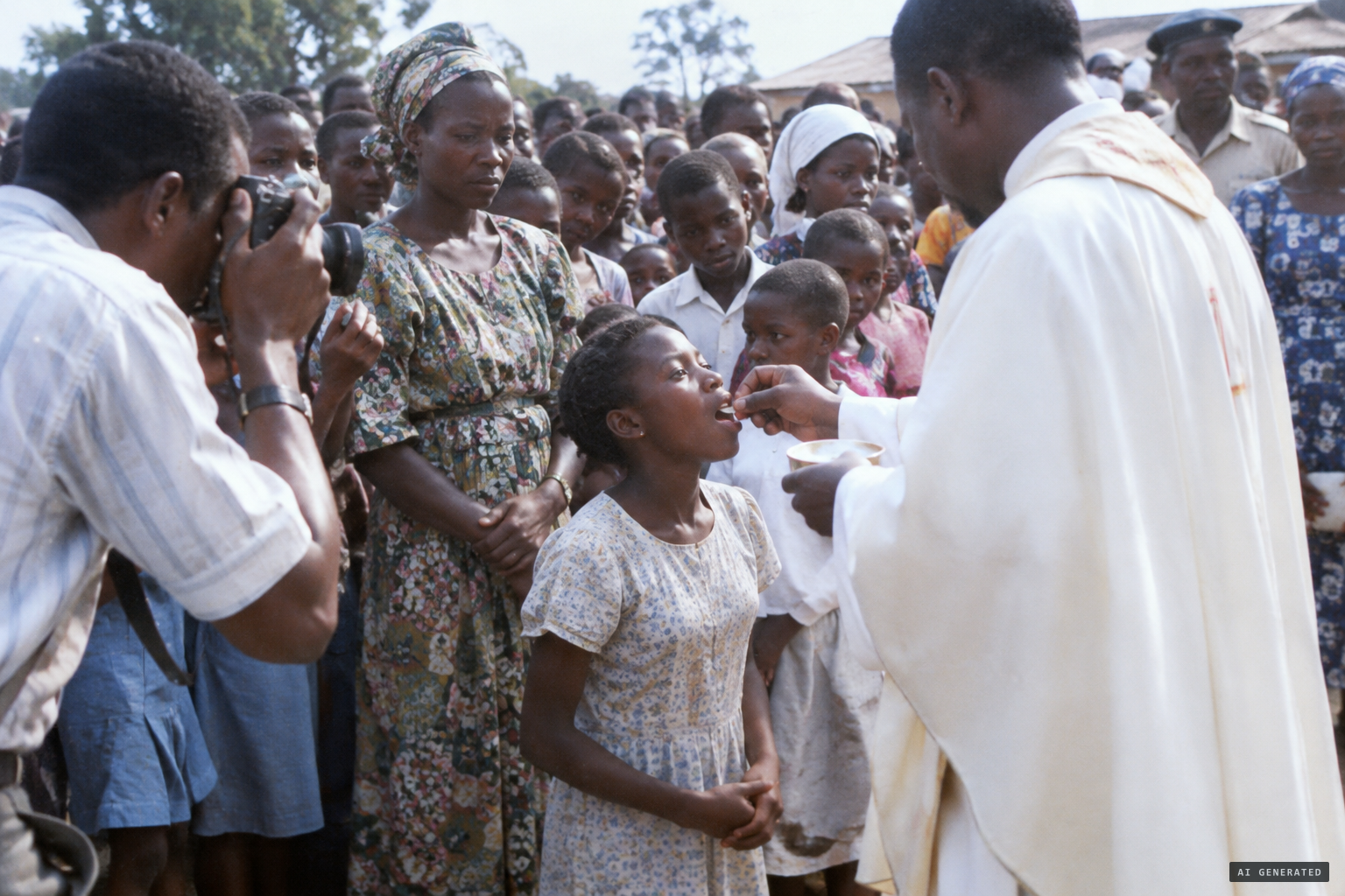 The crowd sees a Host appear on Christiana's tongue, and the moment is photographed