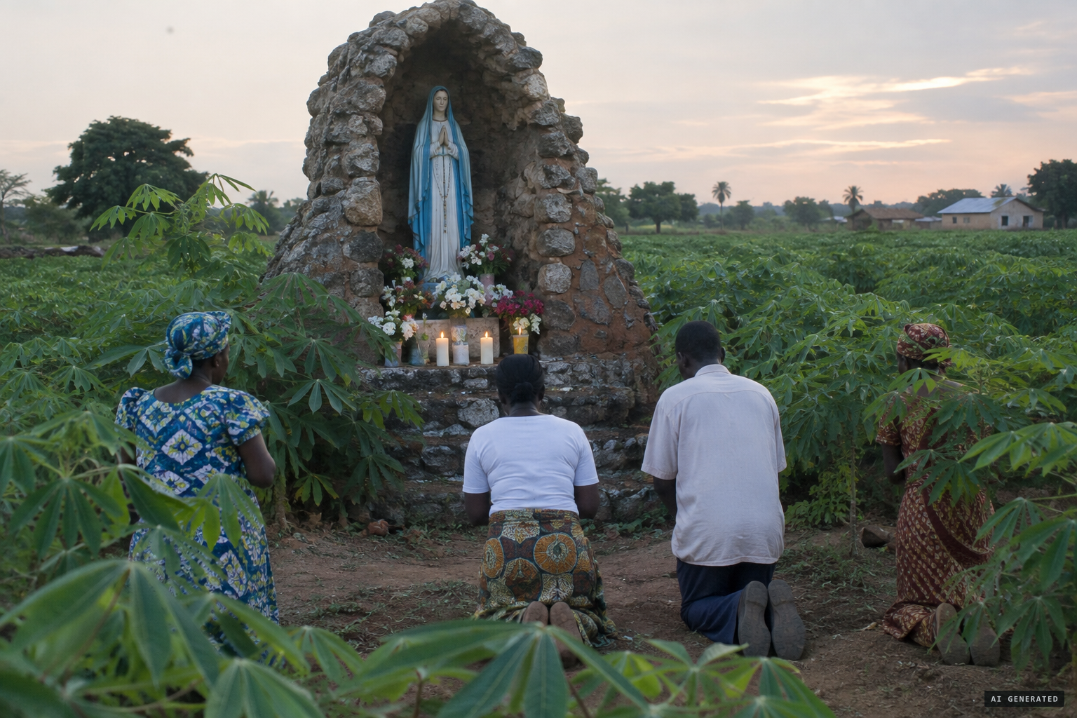 A grotto later built in the fields where it all began