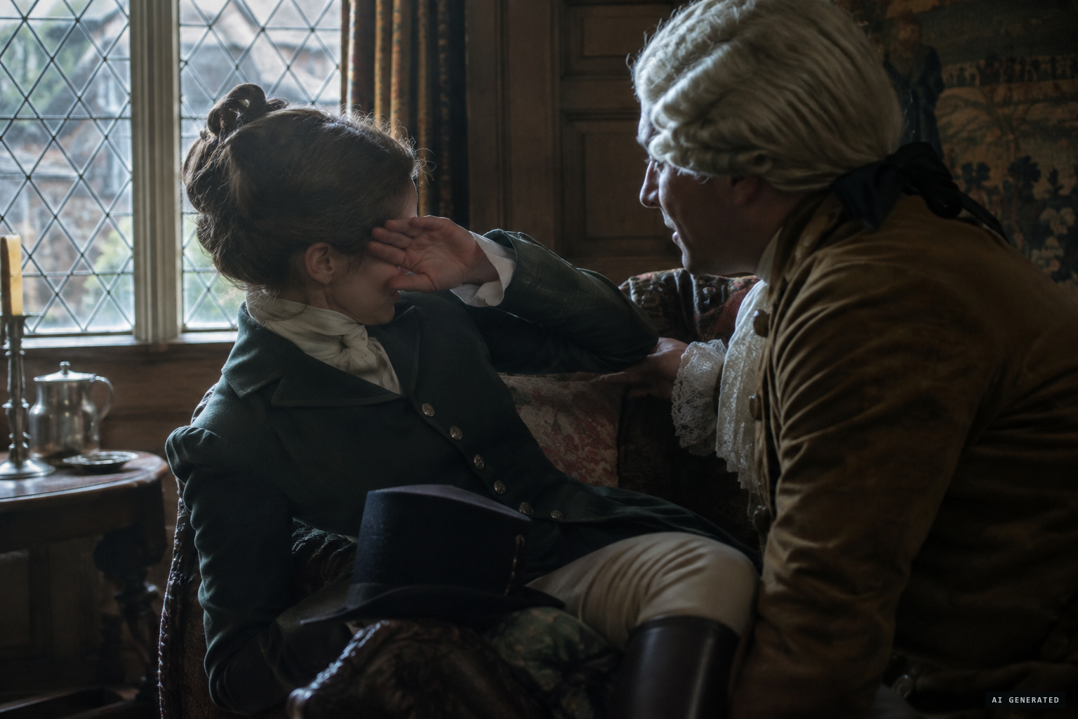 Mrs. Veal avoids the kiss and draws her hand across her eyes