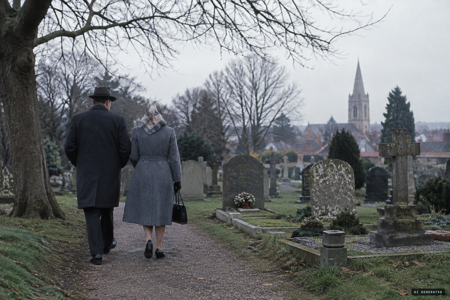 Mabel Chinnery and her husband visit the grave a week after the burial