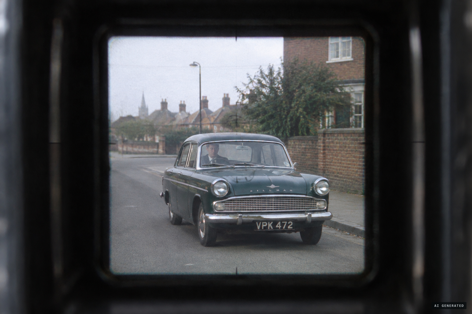 Through the viewfinder: only her husband and the car