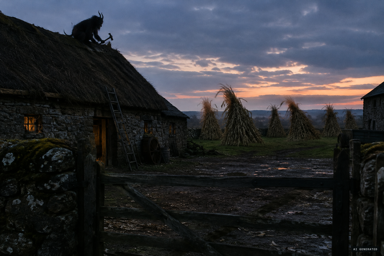 The rumours: the devil hammering on the roof and the ricks dancing a quadrille
