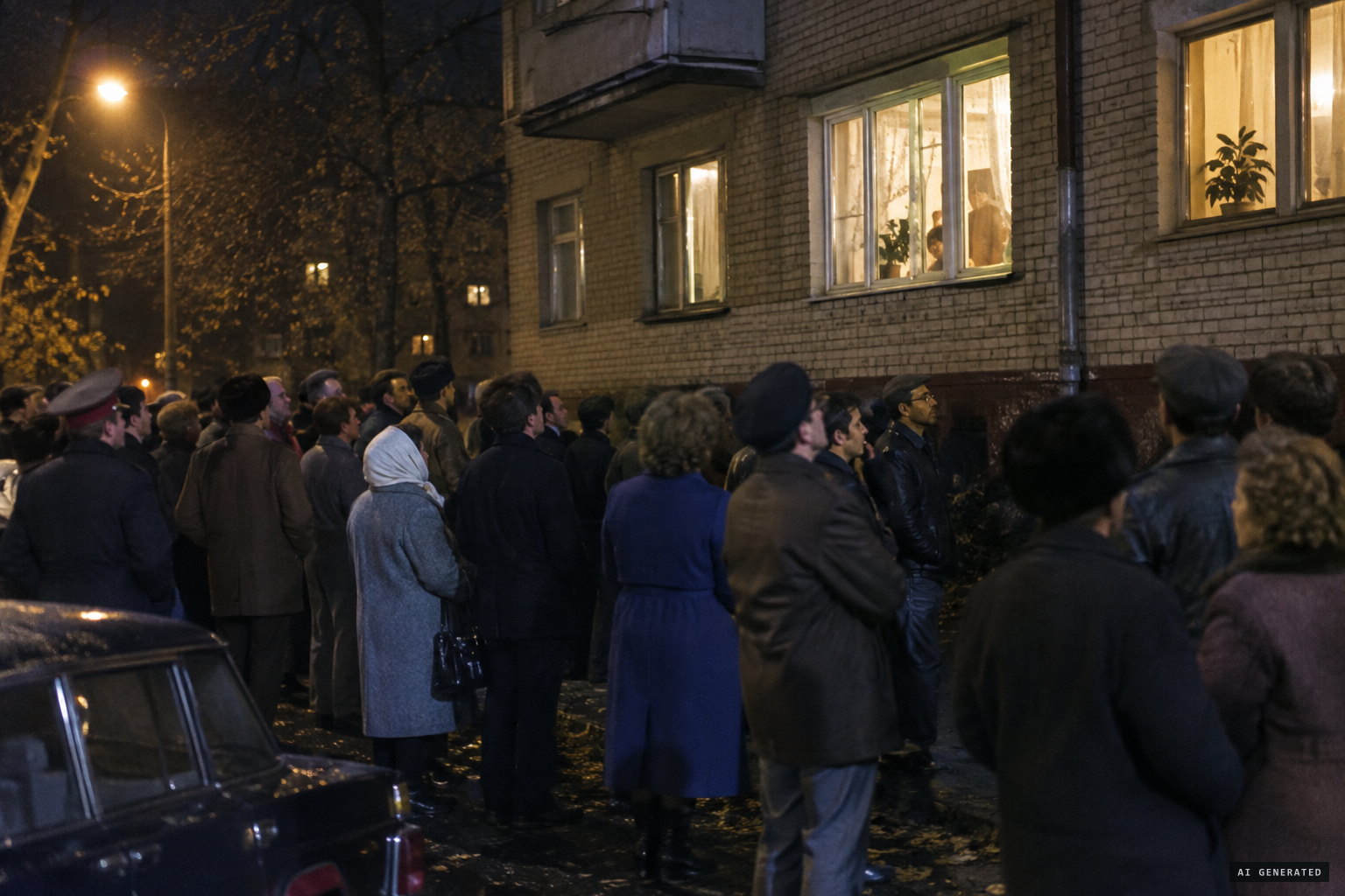 Onlookers besiege the dormitory