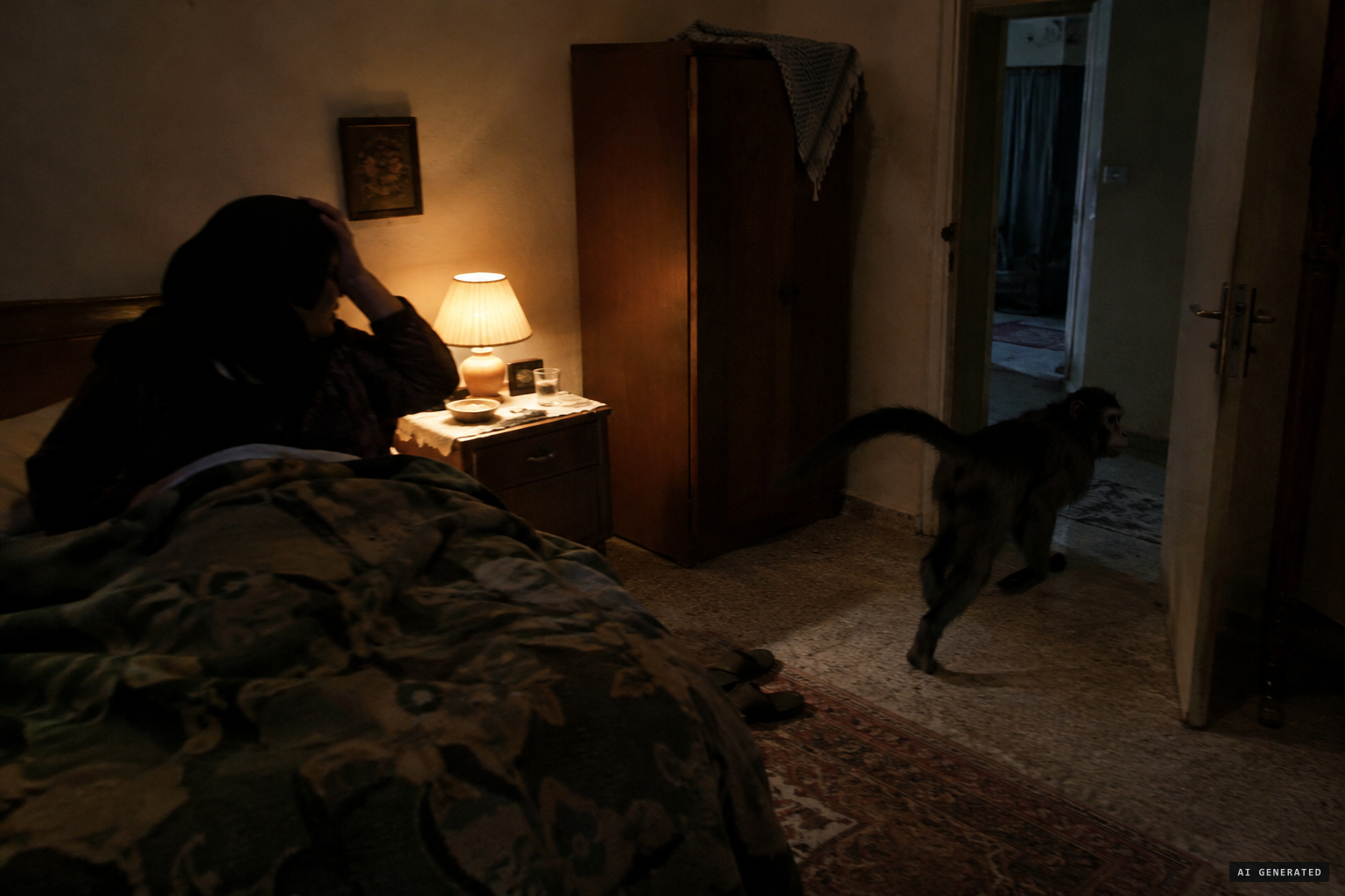 Suad Hassan is struck on the head by a strange animal while she sleeps