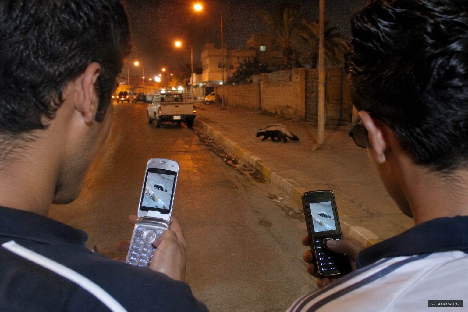 Cell-phone videos of a skunk-like animal with long claws stalking the streets