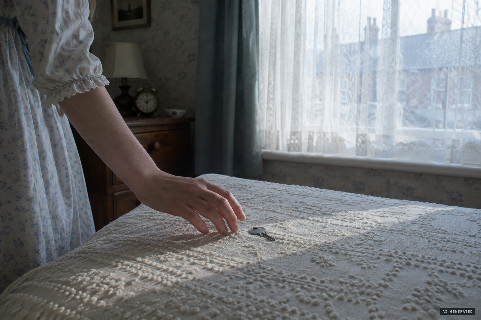 A strange silver key appears on Shirley's bed