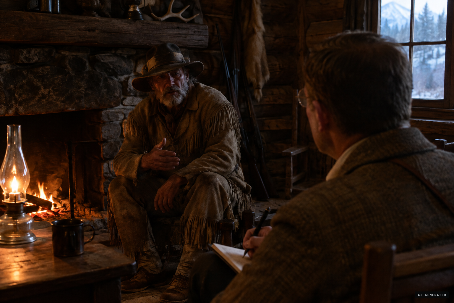 Around 1890, the old mountain hunter Bauman tells his story to Theodore Roosevelt.