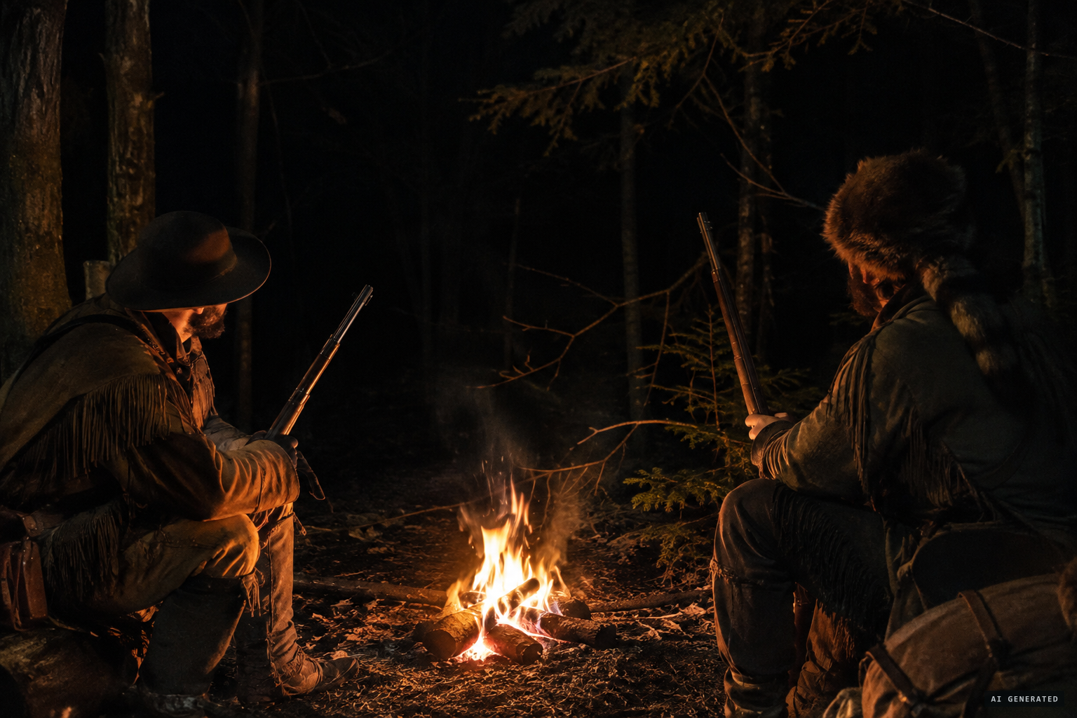 Something circles the camp beyond the firelight, cracking branches and moaning.