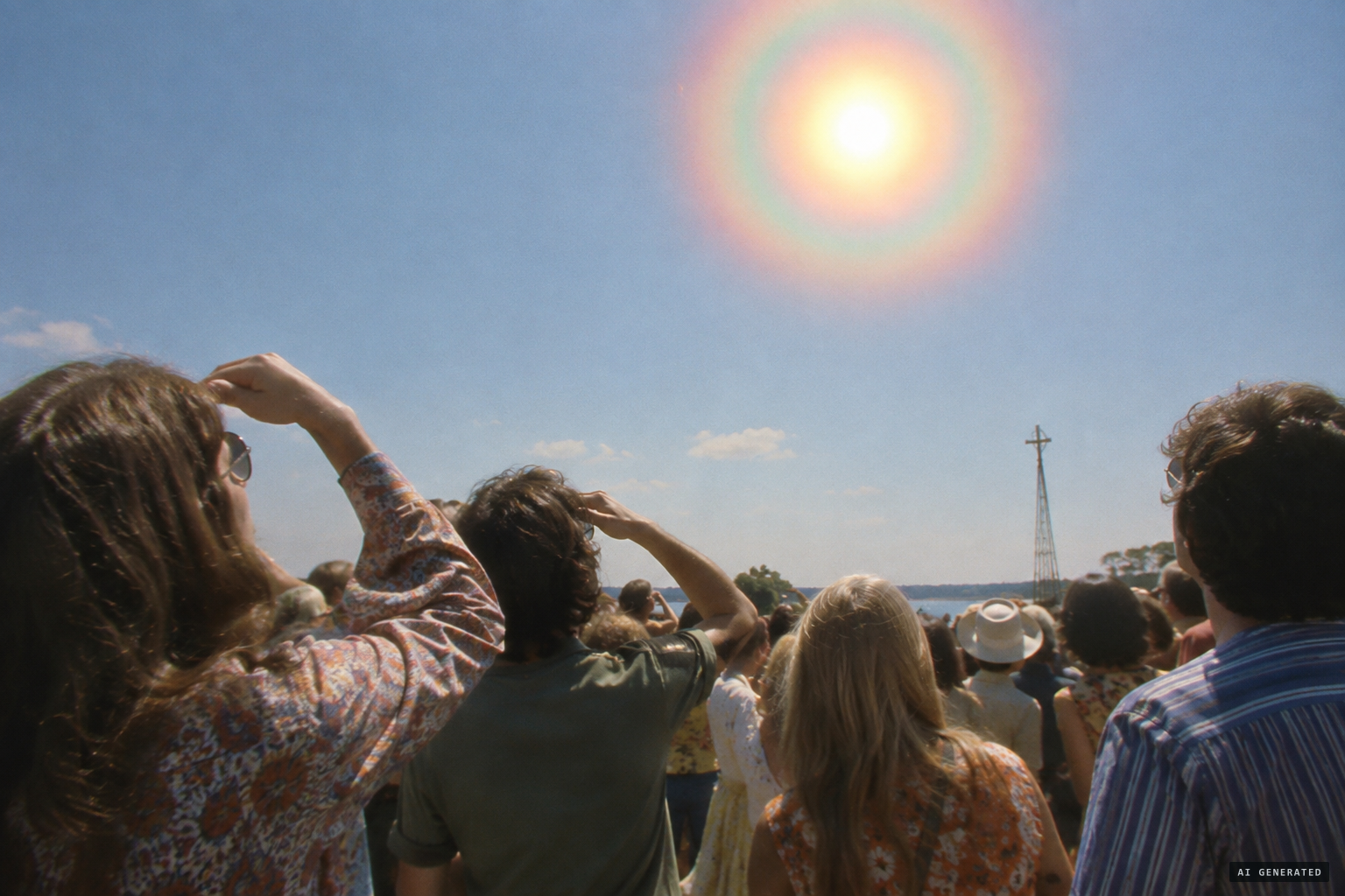 August 1973: the sun spinning in green, pink and orange