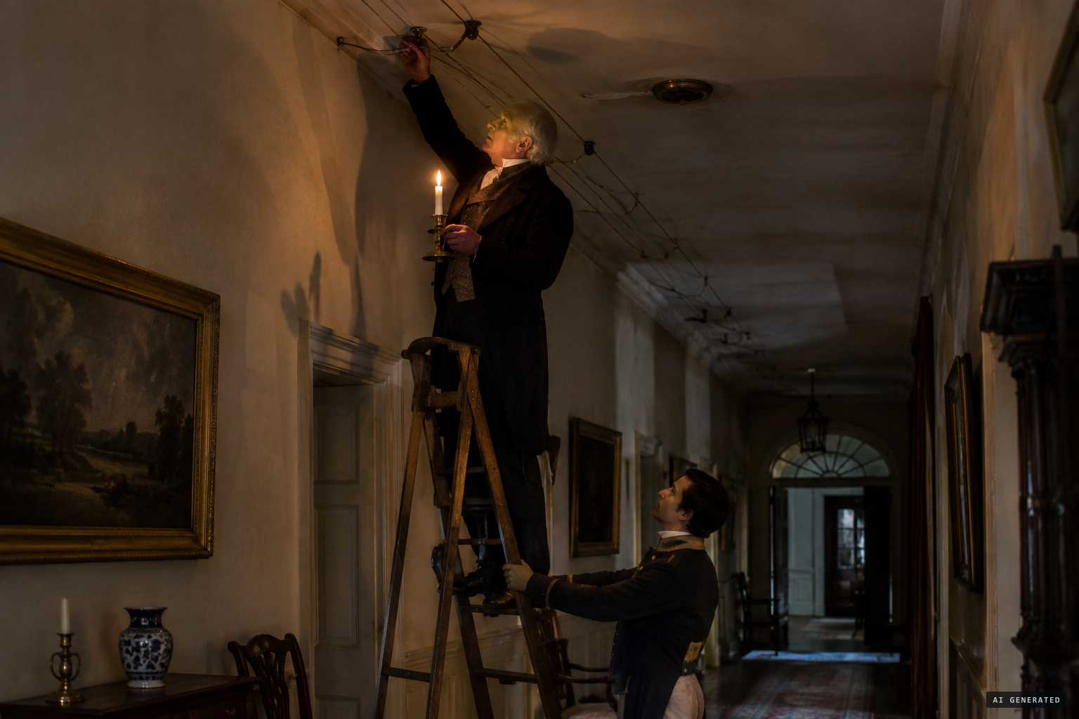 Moor examines the bell wiring