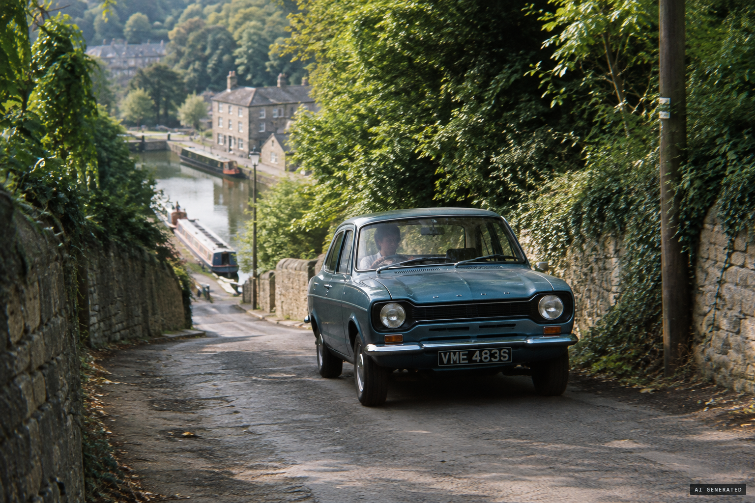 Brassknocker Hill, the steep road climbing from Monkton Combe toward Combe Down