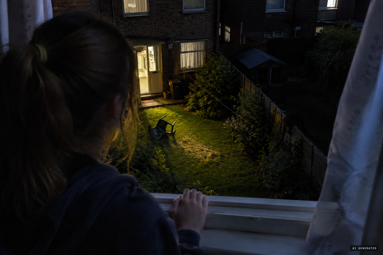 His daughter Ashleigh sees her dad flying backwards and struggling with something.